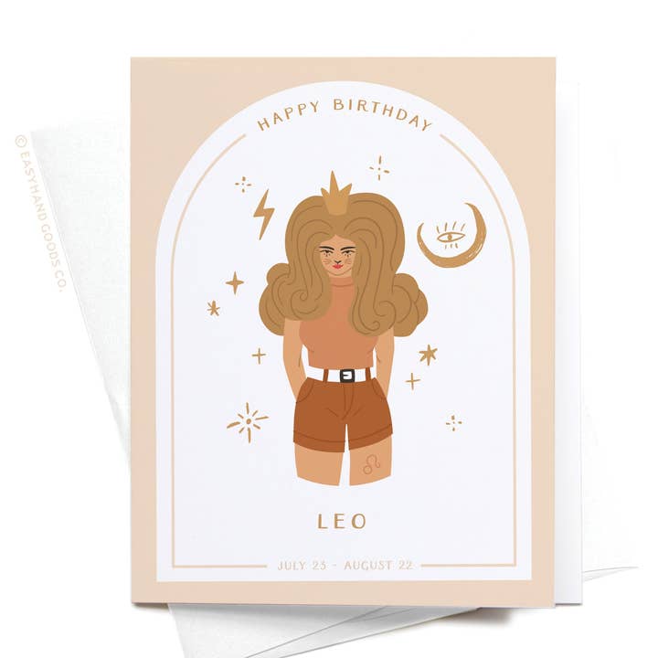 Happy Birthday Leo Zodiac Greeting Card for wholesale by Easyhand Goods – formerly Onderkast