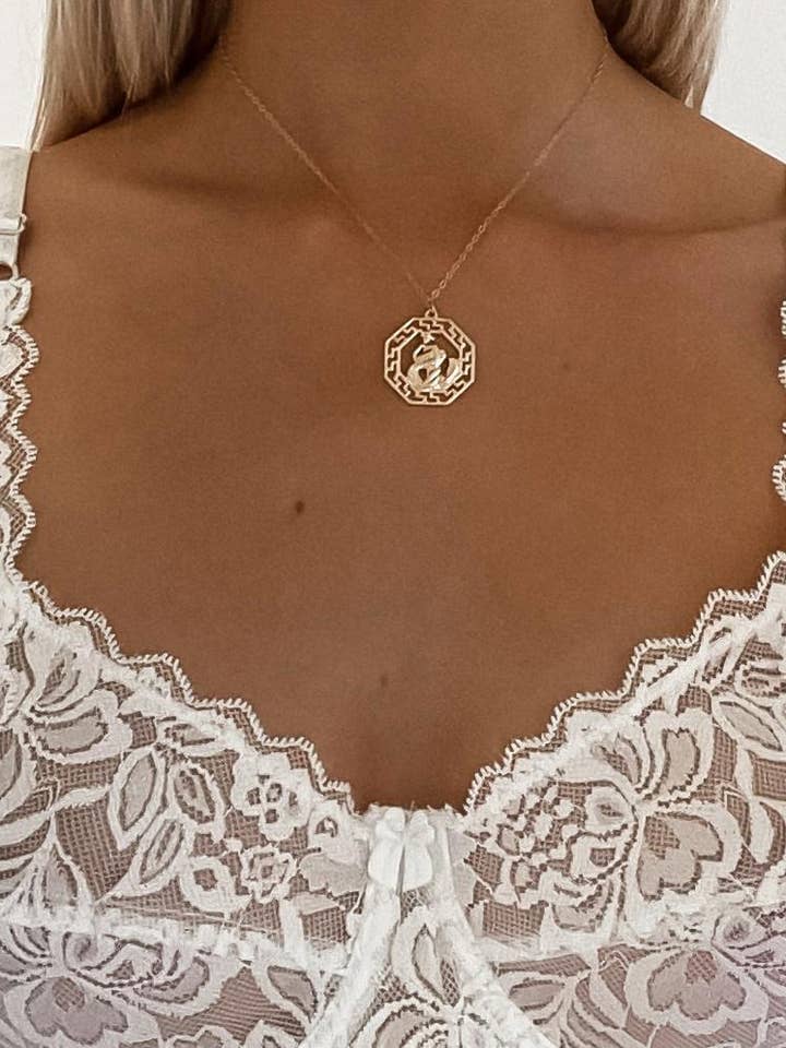 Zodiac Necklace- 14k Yellow Gold - Deluxe for wholesale by The Littl