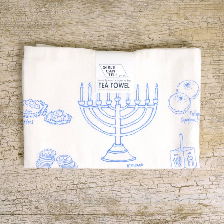 Hanukkah Tea Towel | kitchen | flour sack | dish towels for wholesale by Girls Can Tell