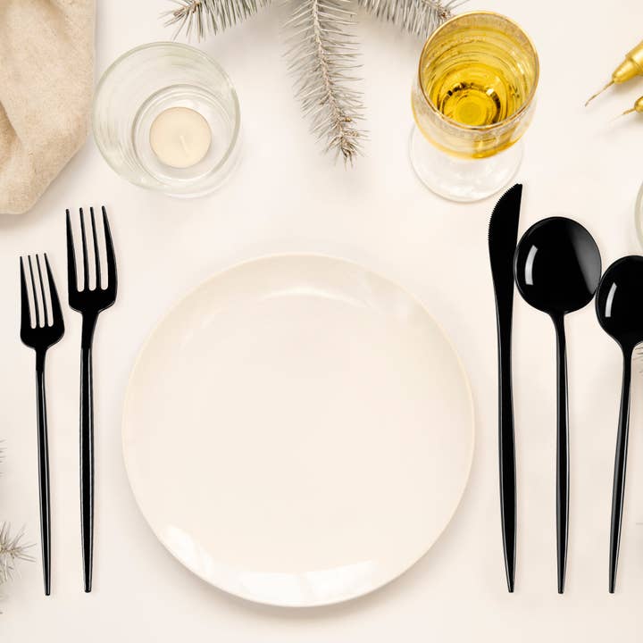 Smarty had a Party - Wholesale Table spoon (cutlery) - Solid Black Moderno Plastic Dessert Spoons - 480 pcs8