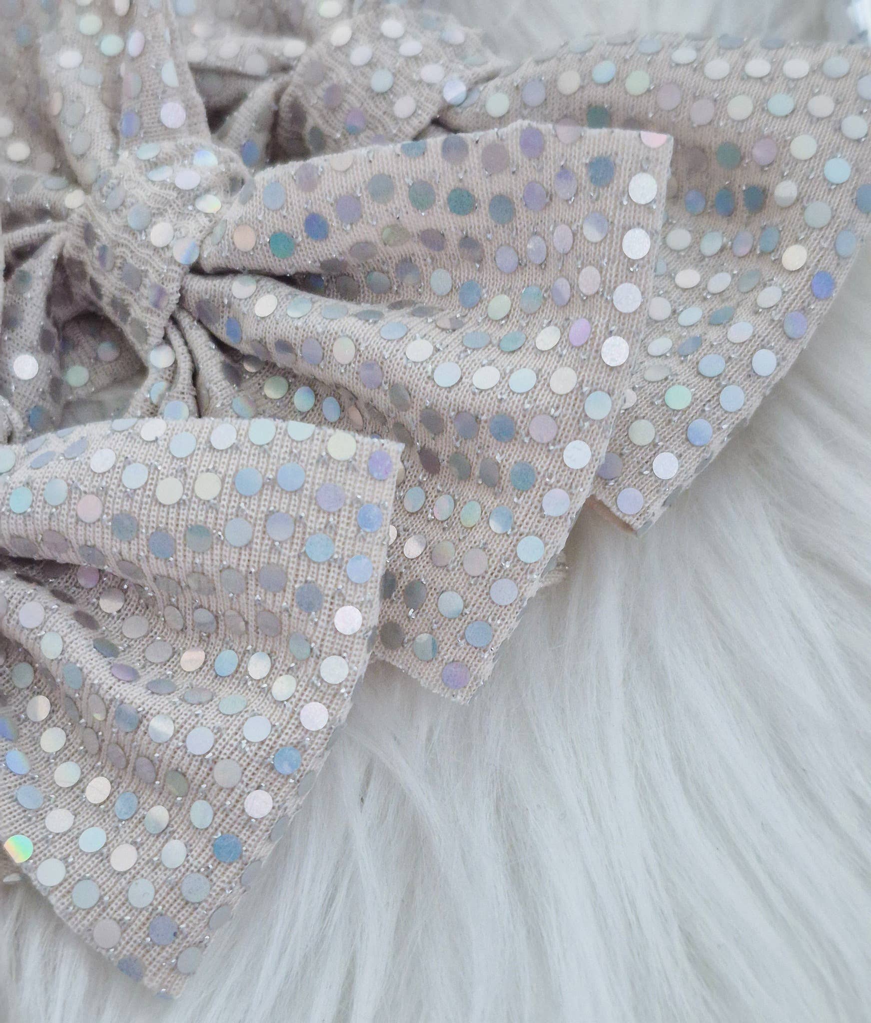 Dainty Delights Creations - Wholesale Hair Bow - Kids - Mini Annabelle Bow-White Iridescent Disco Dot Wholesale2