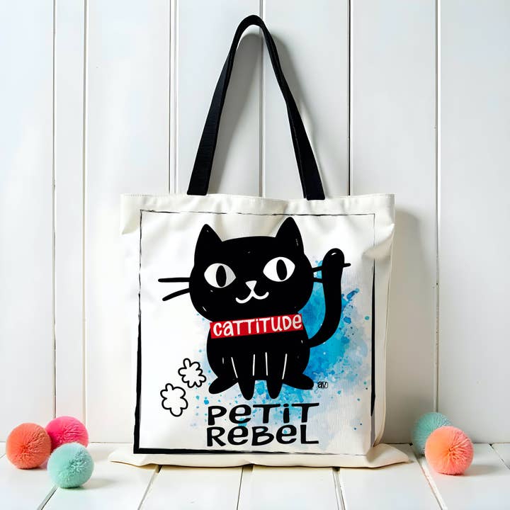 Petit Rebel Cat Tote – Borsa Cattitude Gatto Nero per la vendita all'ingrosso da parte di Atelier Vero Wholesale