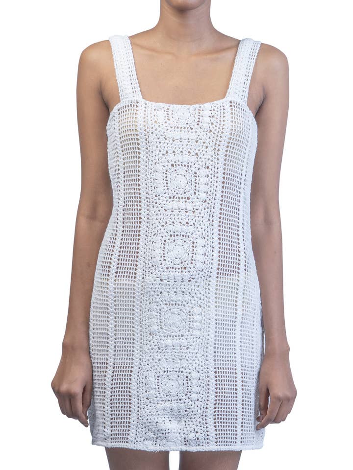 Virkad Granny Square Miniklänning för wholesale av Chogaa NYC