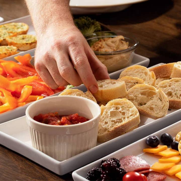 Kook - Wholesale Serving Tray - Kook Rectangular Serving Trays, 11”, White, Set of 4