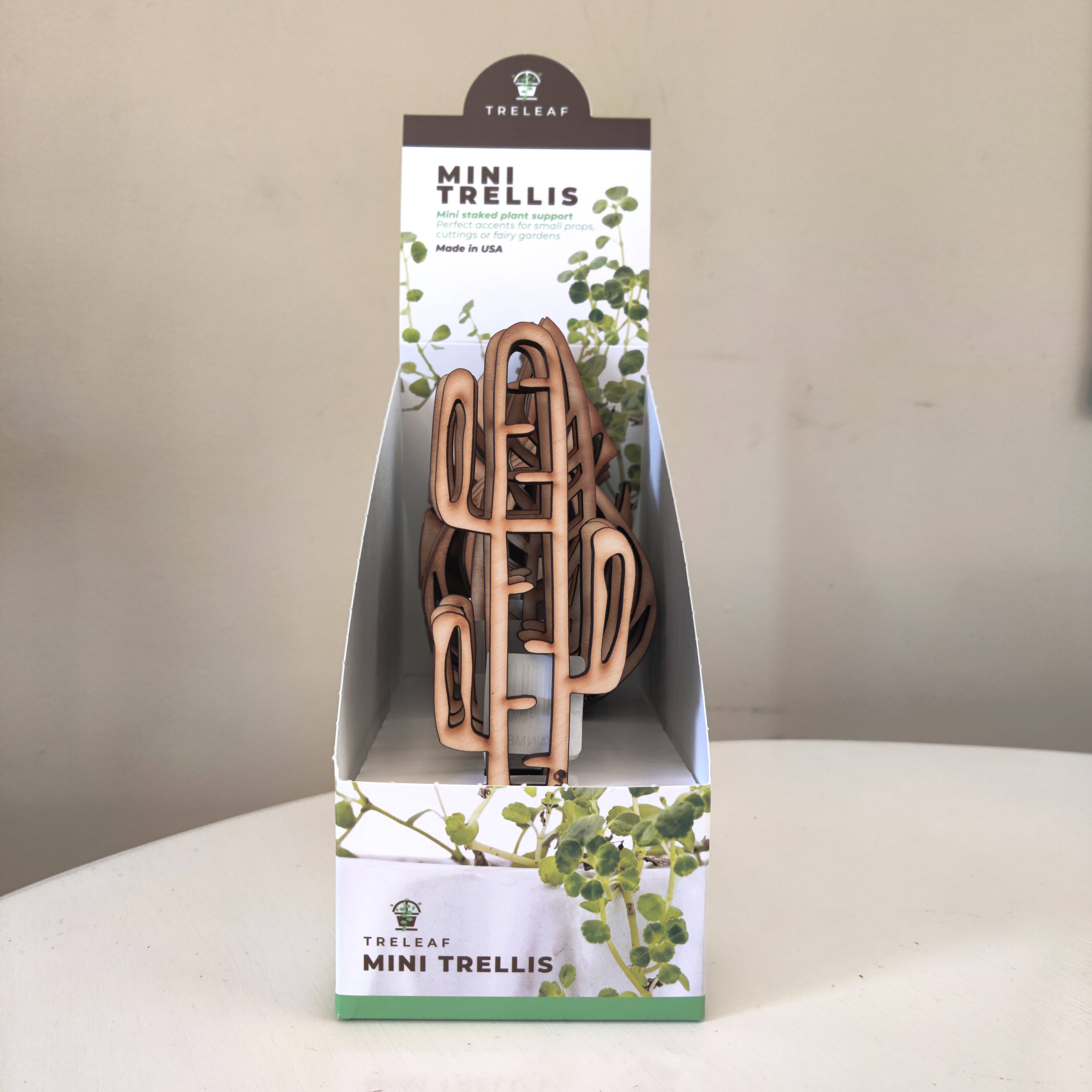 Treleaf – wholesale Garden/lawn stake – BARE Mini Trellises - Decorative wooden plant stakes2