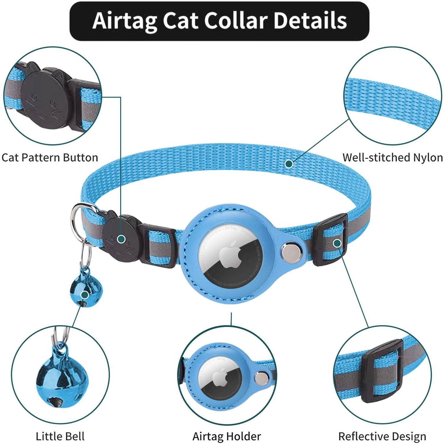 VIGOR – wholesale Pet collar – Cat – Multi Purpose Airtag Holder Cat Collar Breakaway Adjustable6