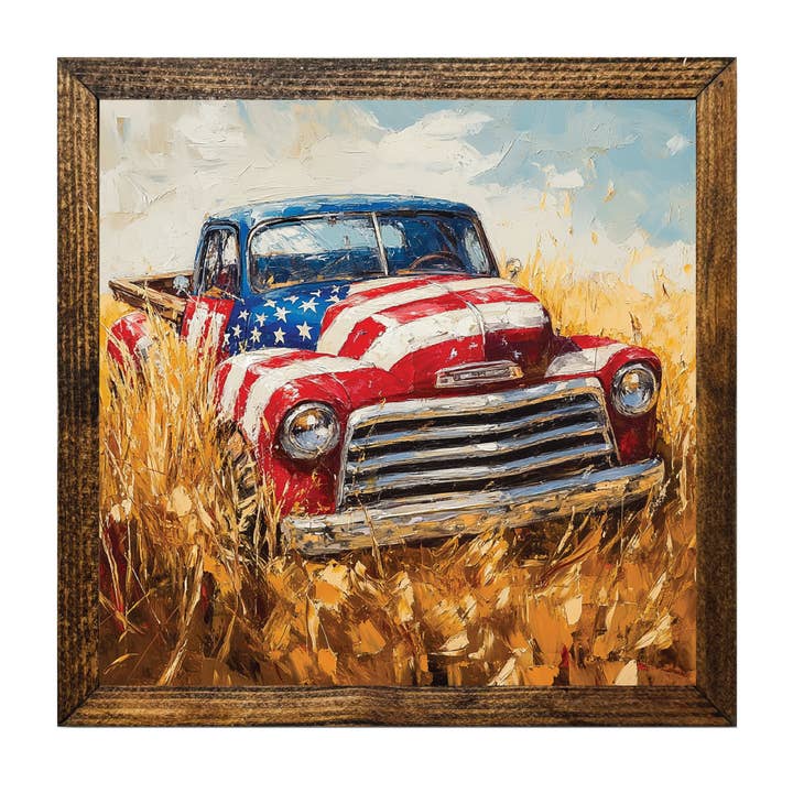 SERIE ARTISTICA CAMIONCINO TIMBERLAND CON DIPINTO BANDIERA AMERICANA per la vendita all'ingrosso da parte di Jarmz Designs