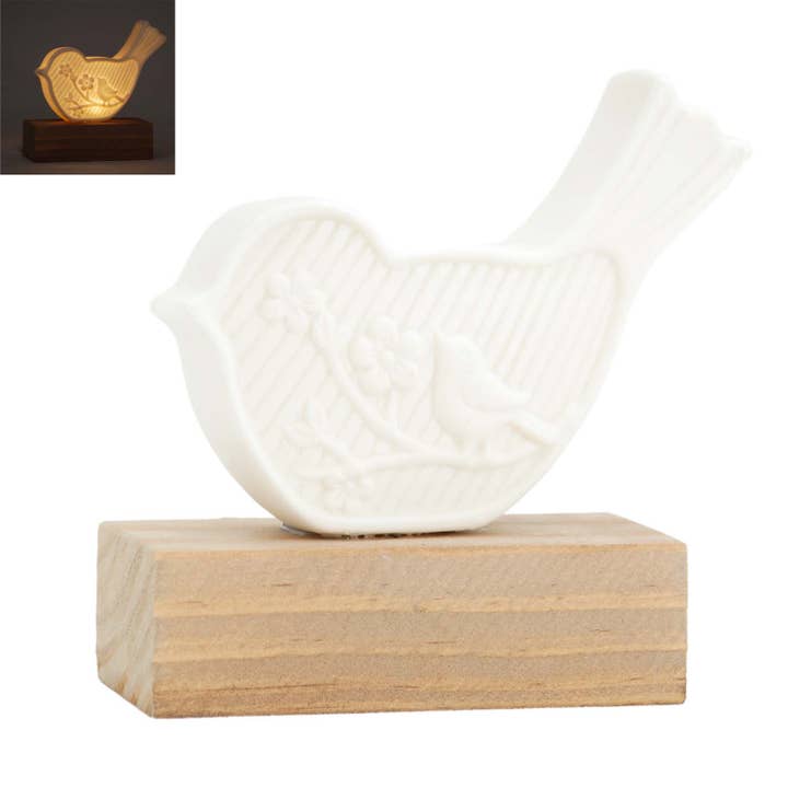 Lighted Bird on Block for wholesale by WT Collection