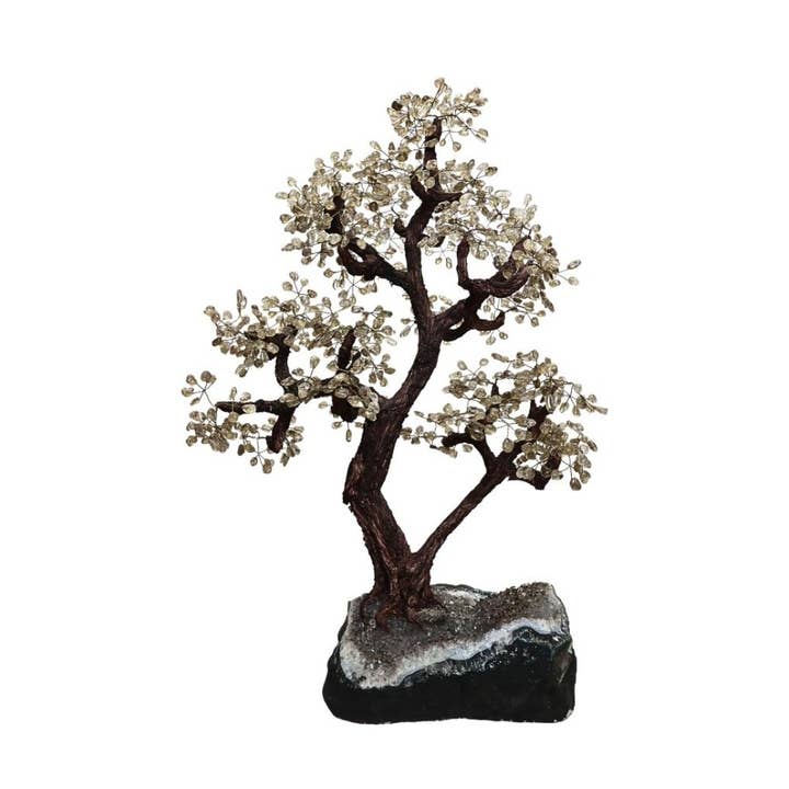 Smoky Quartz Tree with Wooden Base (AR25) for wholesale by Vives de la Cortada S.L