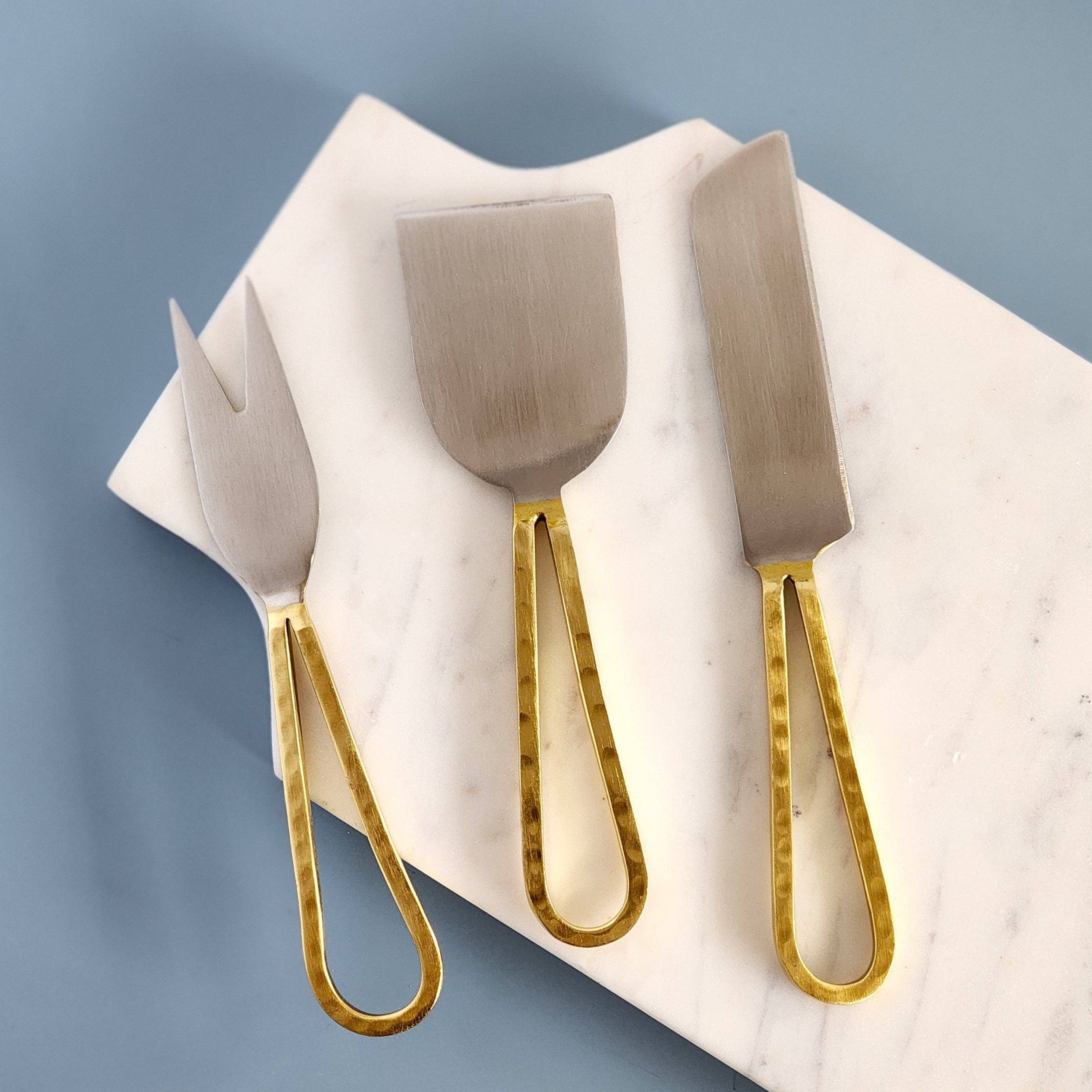 Gibb & Daan - Wholesale Cheese Spreader - Loop Cheese Knife Set - Gold, Black & Rose Gold Handles3