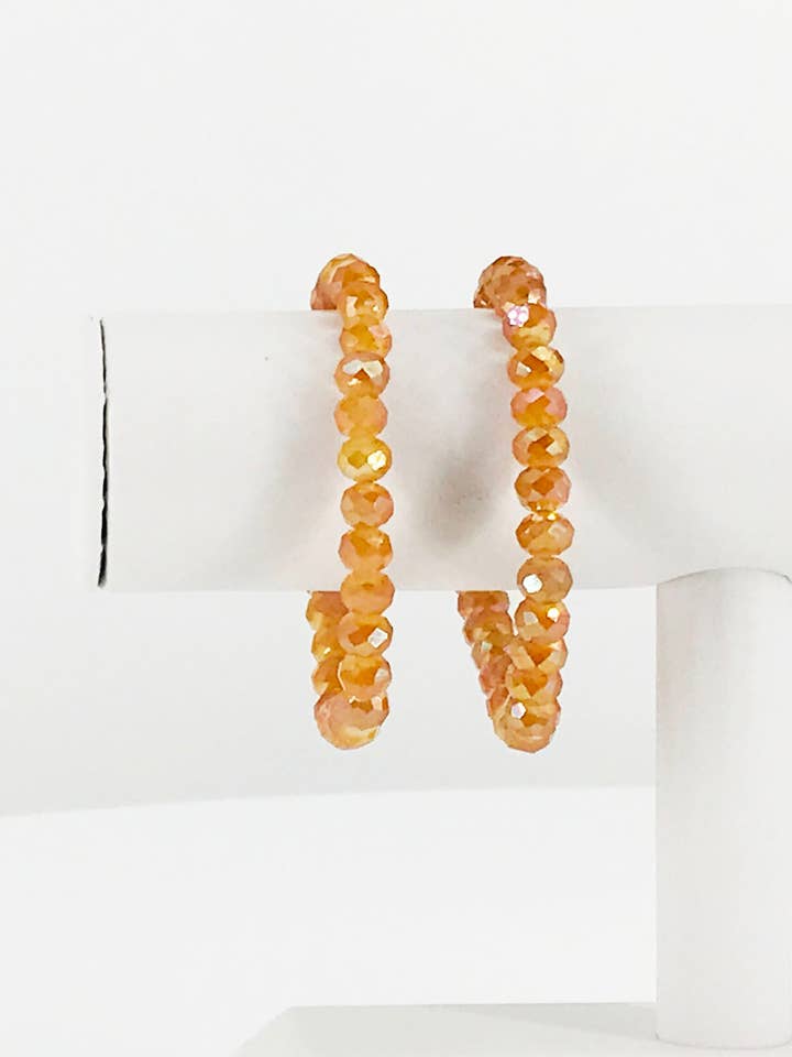 Burnt Orange Glass Bead Stretchy Bracelet for wholesale by Magnolia & Peach Jewelry Boutique, LLC