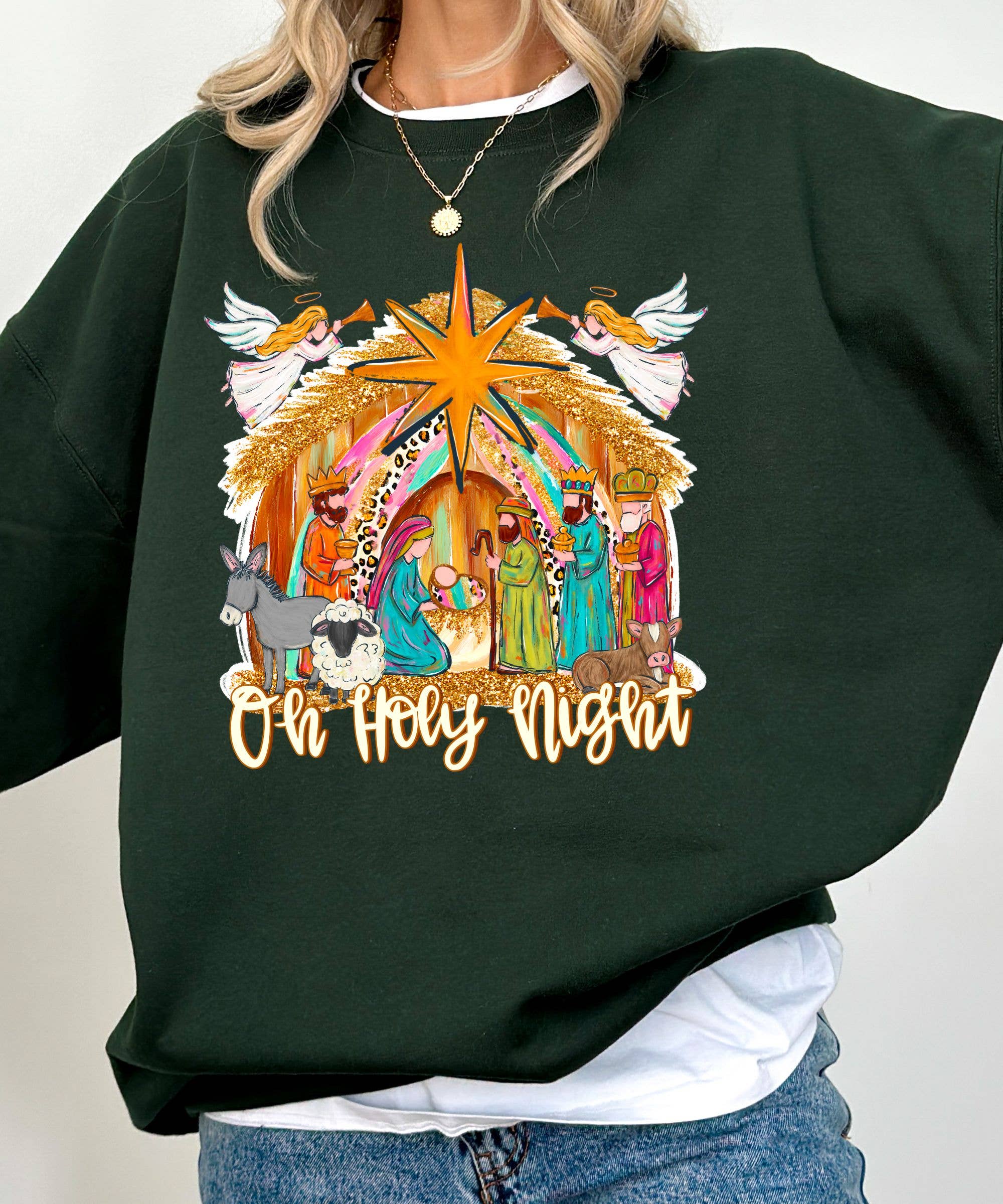 Midday USA - Vente Sweat-shirt à imprimés – femme - Sweat-shirt de Noël Oh Sainte Nuit3