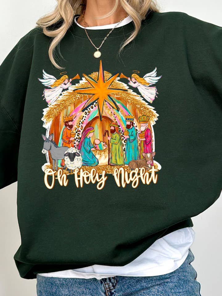 Midday USA - Vente Sweat-shirt à imprimés – femme - Sweat-shirt de Noël Oh Sainte Nuit3