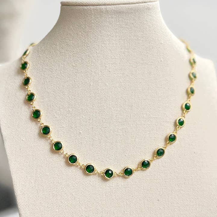 Emerald, Gold Gemstone, Beaded & Crystal Charm Necklaces for wholesale by Rossie Jewellery
