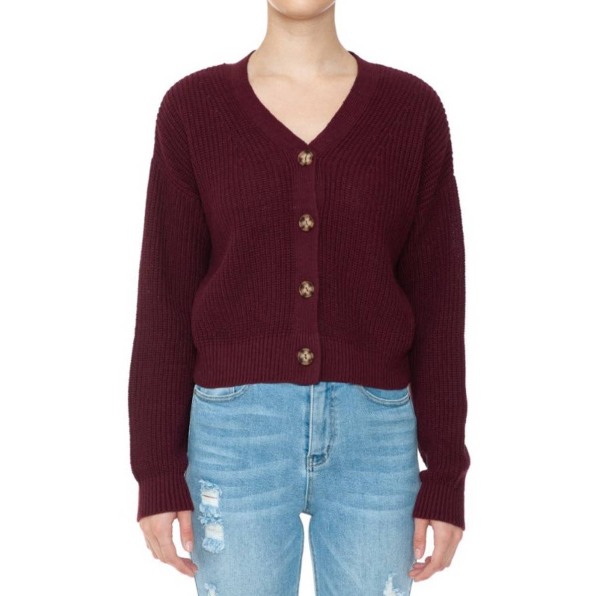 Timeless - Wholesale Cardigan - Women's - V Neck Long Sleeve Crop Cardigan Sweater4