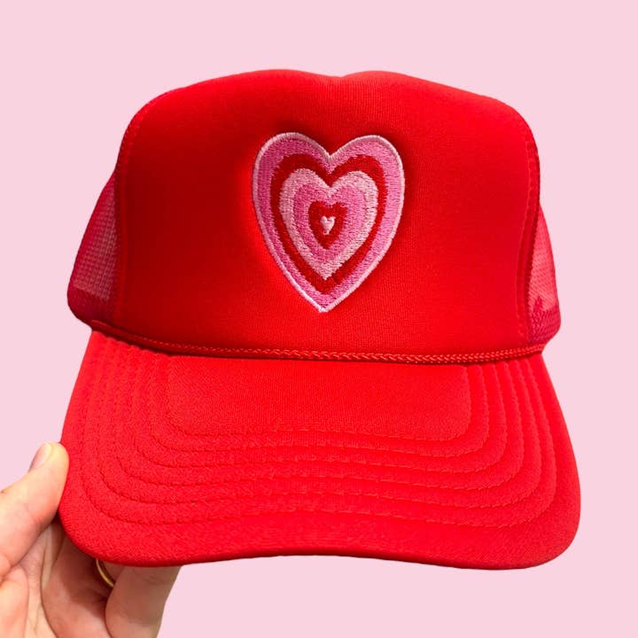 Valentinstag Herz Trucker Hut - Rot für den Großhandel von Camel Threads