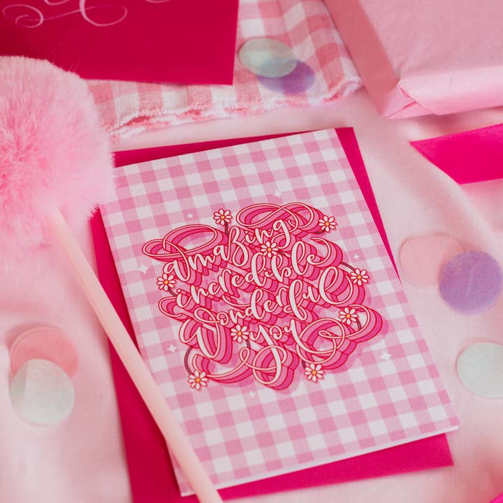 Wonderful You Floral Calligraphy Card for wholesale by Dottie's Paper Co.