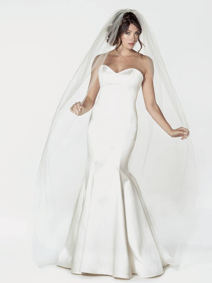 1706 Pencil Edge Chapel Veil for wholesale by Ariel Taub