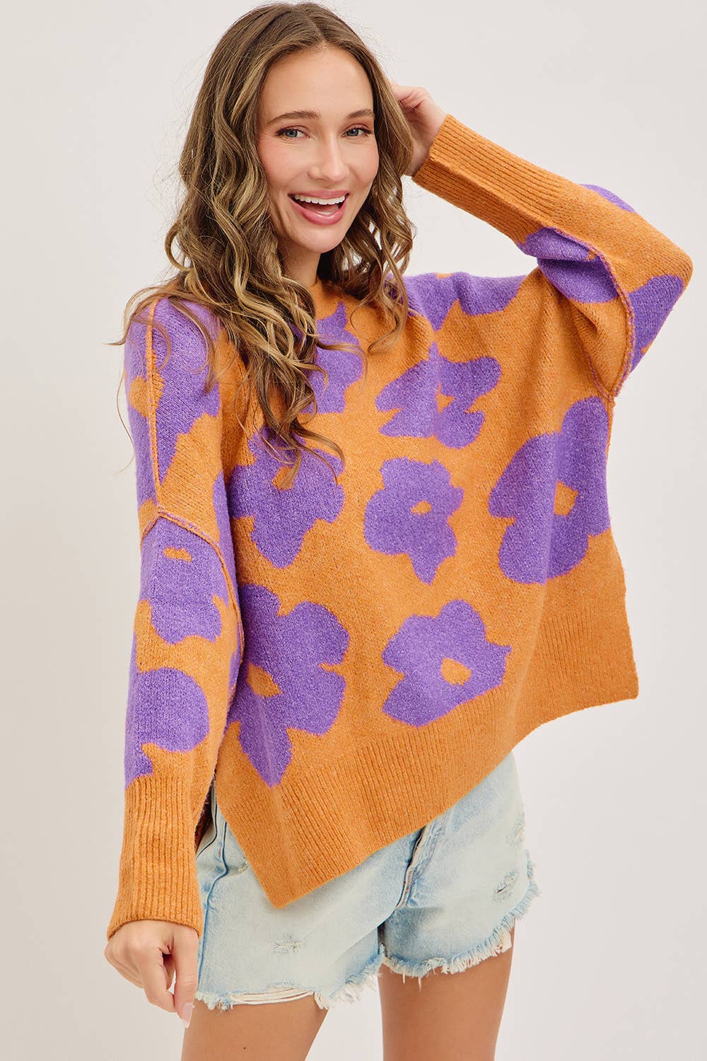 Sweet Lovely by Jen - Wholesale Knit Sweater - Women's - FLORAL LOOSE FIT SWEATER KNIT3