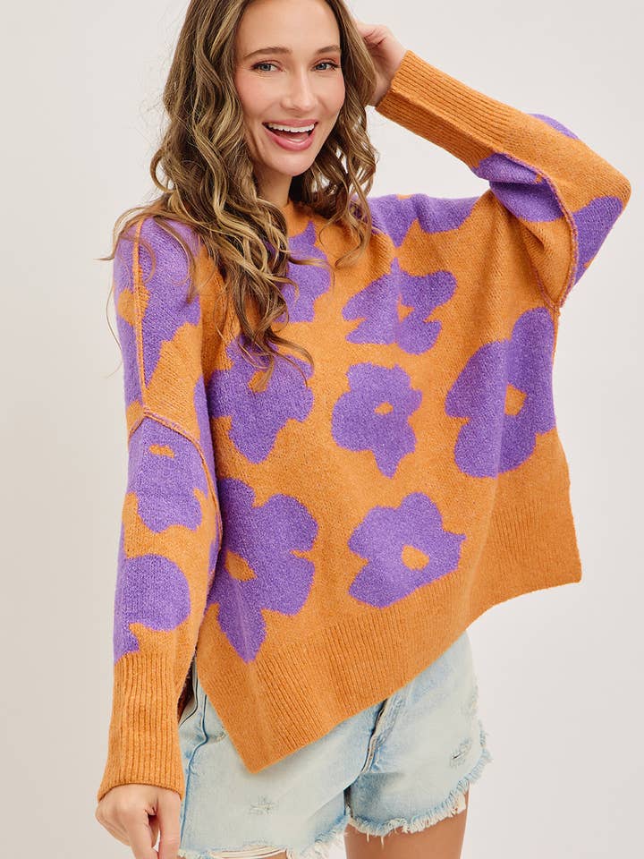 Sweet Lovely by Jen - Wholesale Knit Sweater - Women's - FLORAL LOOSE FIT SWEATER KNIT3