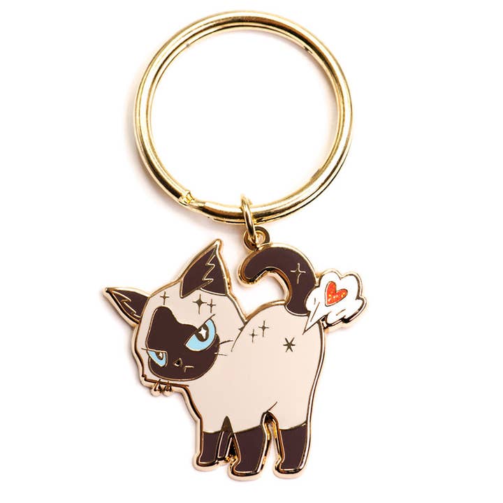 Porte-clés en émail Cat Fart, cadeau pour la fête des pères, chat siamois pour la vente par Flair Fighter