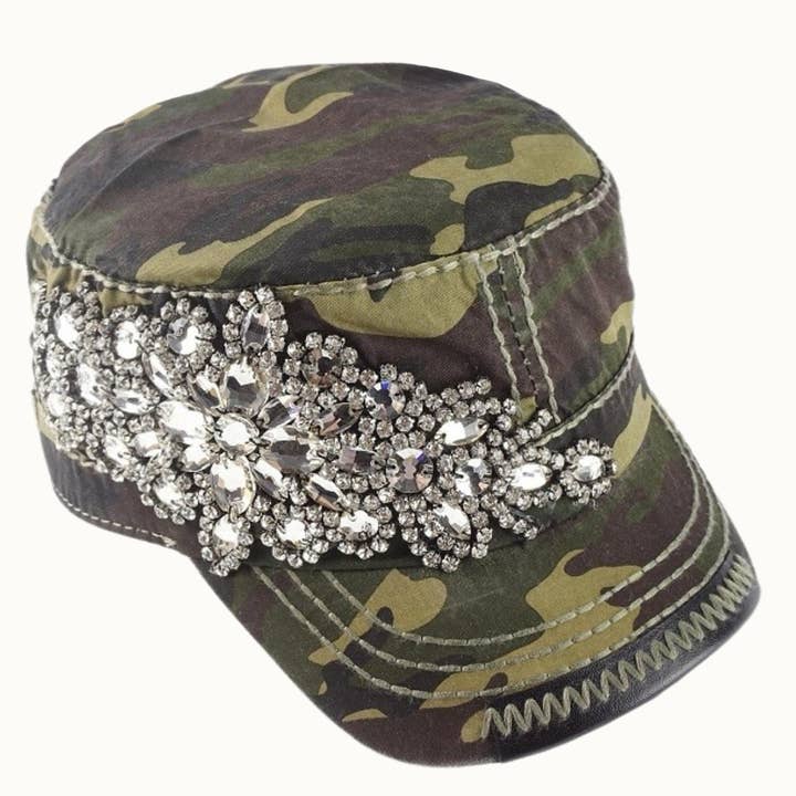 Olive & Pique - Wholesale Baseball Cap - Women's - Abstract Bejeweled Bling Glitz Cadet Cap, Adjustable