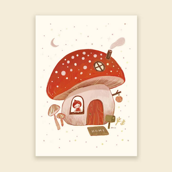 4x6" Mushroom House - Shimmer Mini Print for wholesale by MoonQi.Art LLC