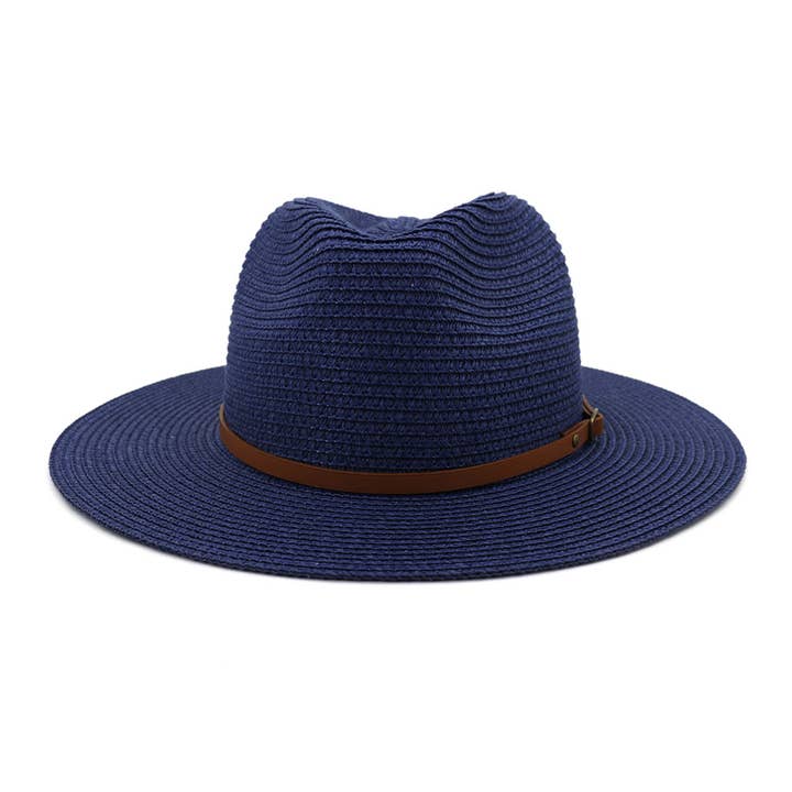 Suzie Q USA - Wholesale Straw Hat - Women's - Brown Leather Belt Big Eaves Jazz Straw Hat