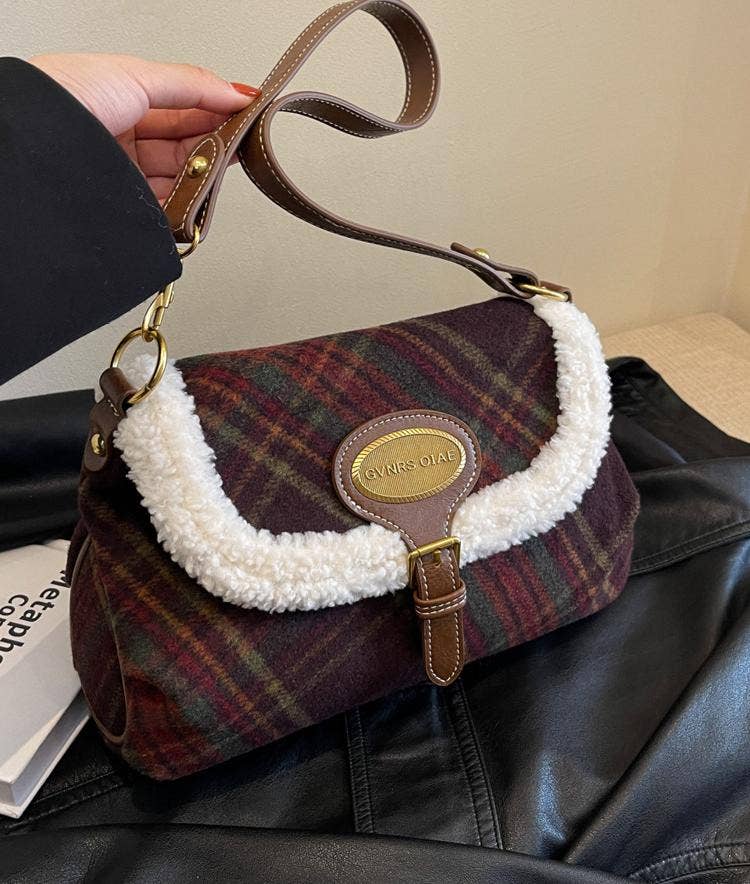 MKS America - Wholesale Crossbody Bag - Women's - Christmas tweed plush crossbody bag1