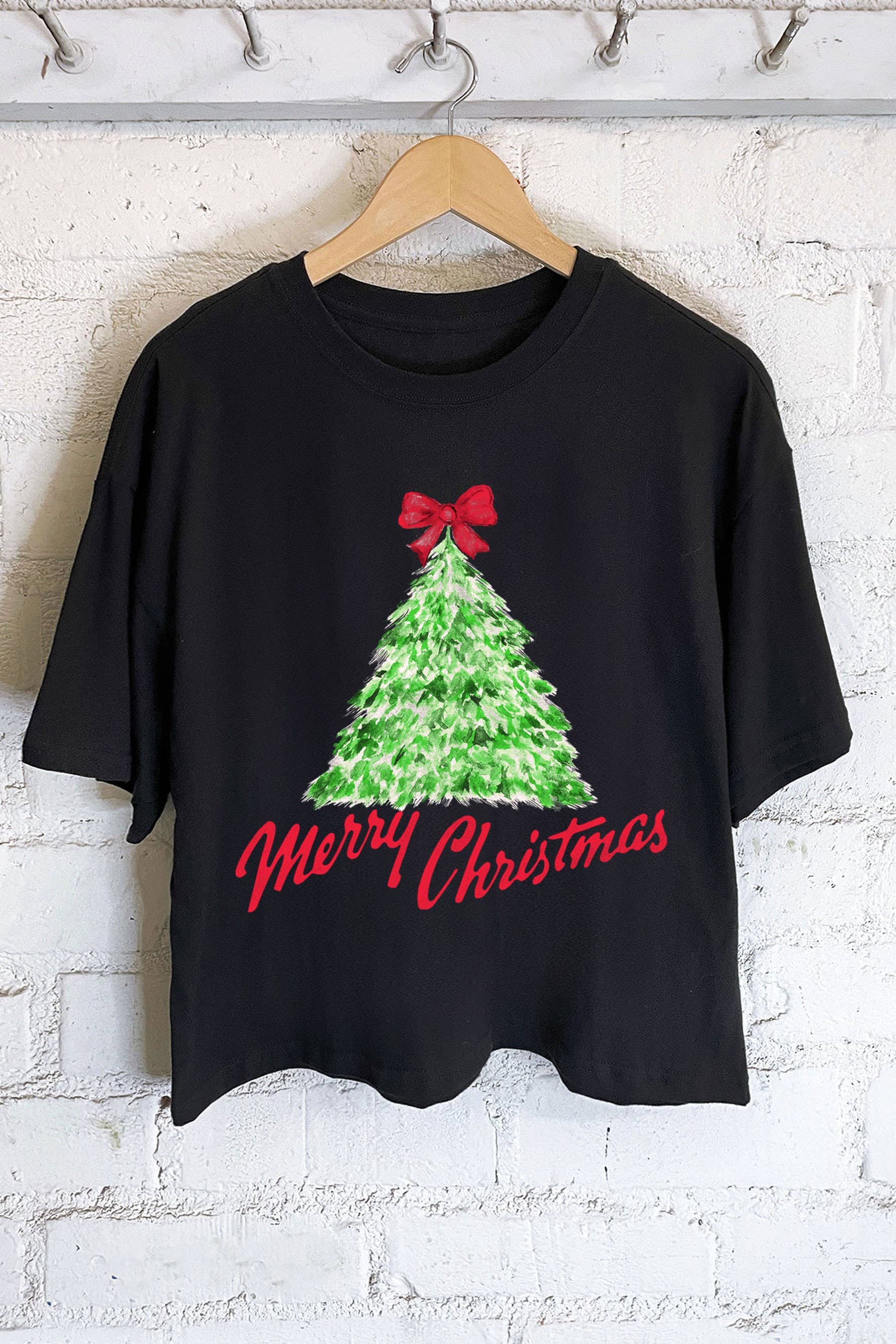 Rustee Clothing – Engroshandel T-shirt med print - Dame – GRAFISK LANG CROP TOP MED JULETRÆ7