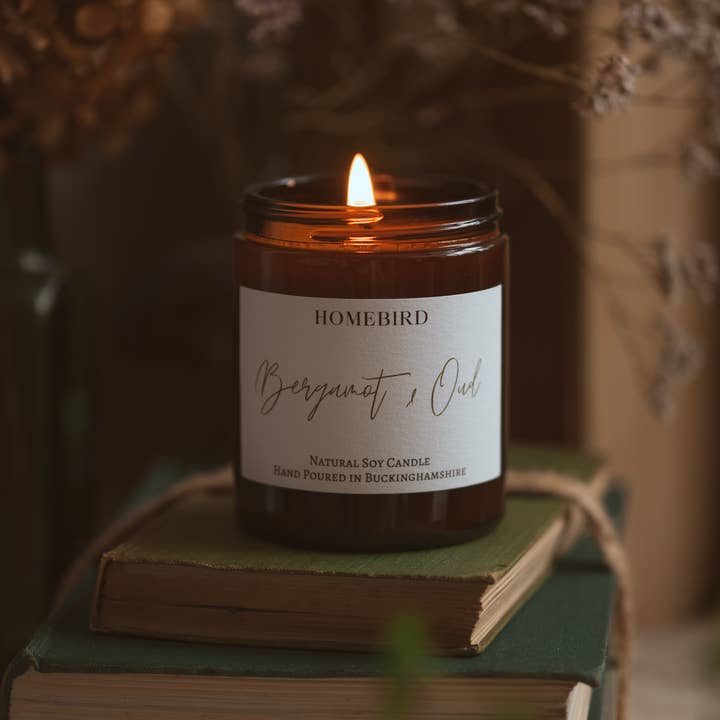 Bergamot & Oud - Naturligt sojavokslys for engroshandel hos Homebird Candle Co.