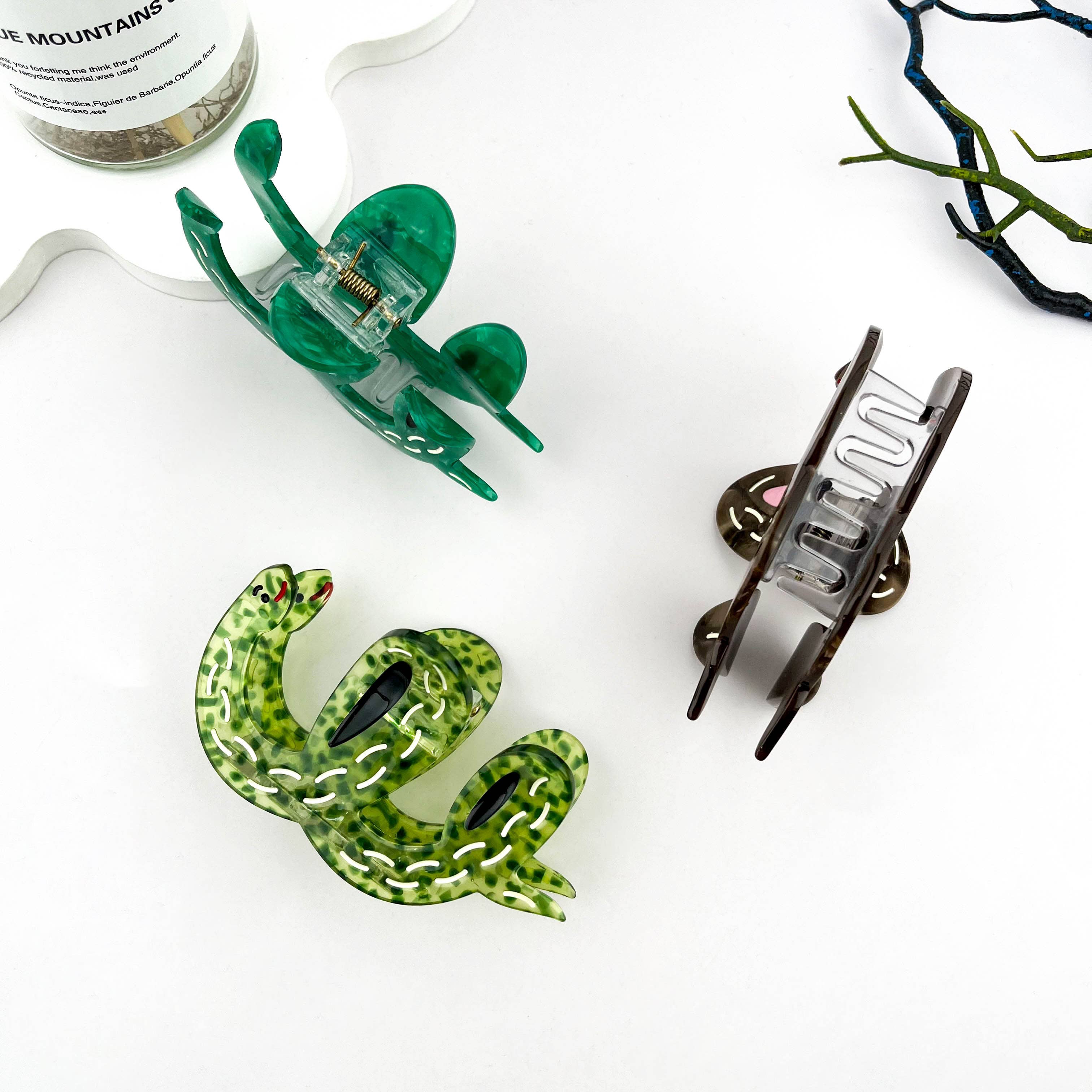 mildstyles - Vendita all'ingrosso Fermaglio per capelli - Donna - Clip per capelli in acetato a forma di serpente a pois con motivo a onde d'acqua.4