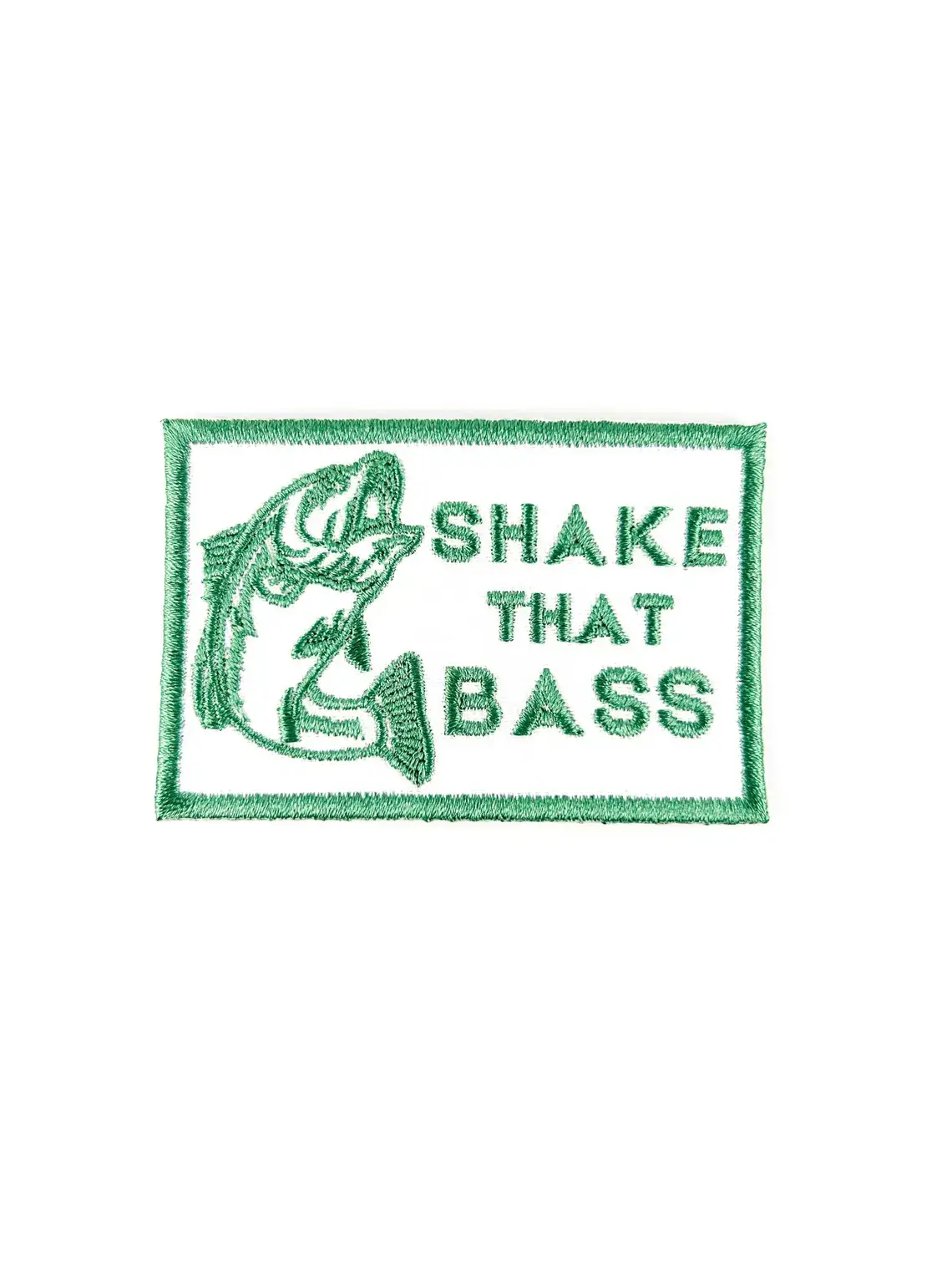 Field Trip Threads - Wholesale Patch - Shake That Bass Embroidered Iron-On Patch River Fishing 1