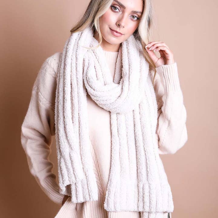 Leto Accessories - Wholesale Scarf - Women's - Warm & Cozy Boucle Knit Wrap Scarf – Soft & Snuggly 🥰1