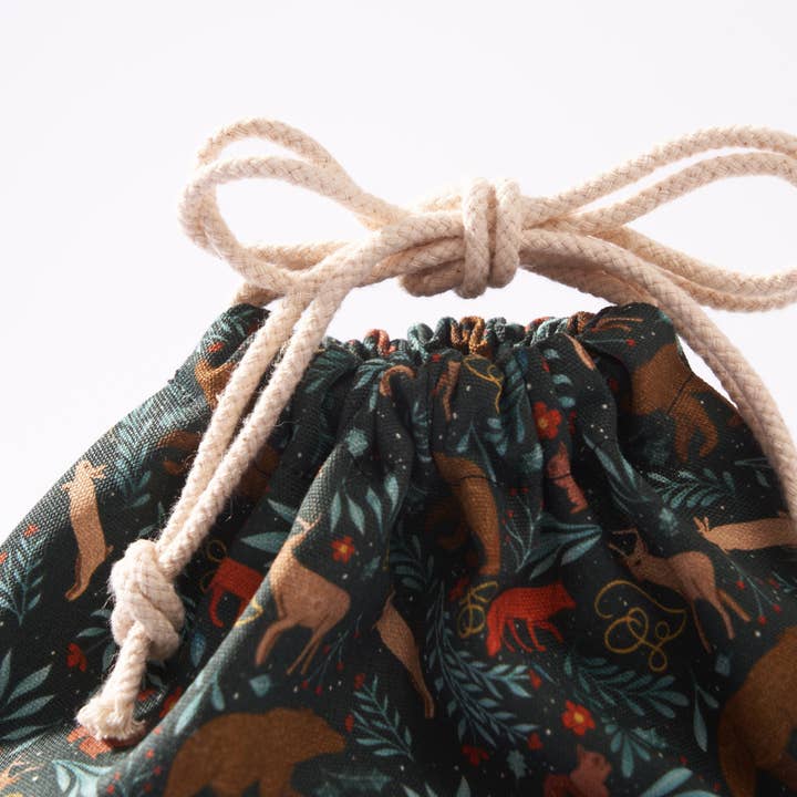 Dark Green Fabric Gift Bag by Hannah Pearlman | 14", Cotton Canvas for wholesale on Faire