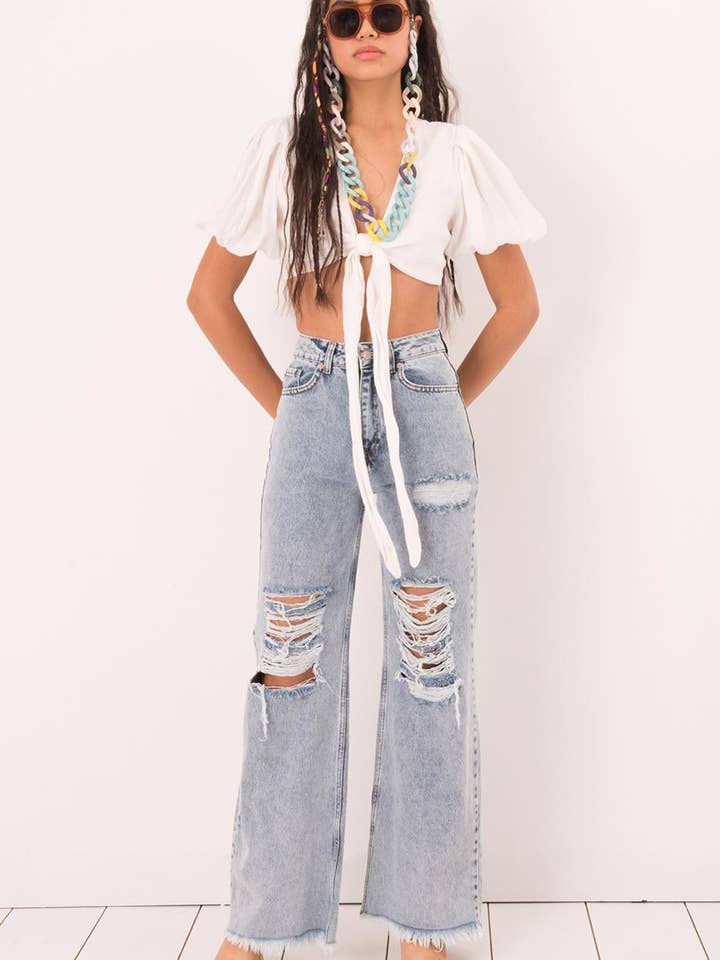 Blå Fray Palazzo Bukser for engroshandel hos BSL