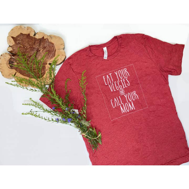Eat Your Veggies and Call Your Mom (Vintage Red Tee) for wholesale by Refresh Collective