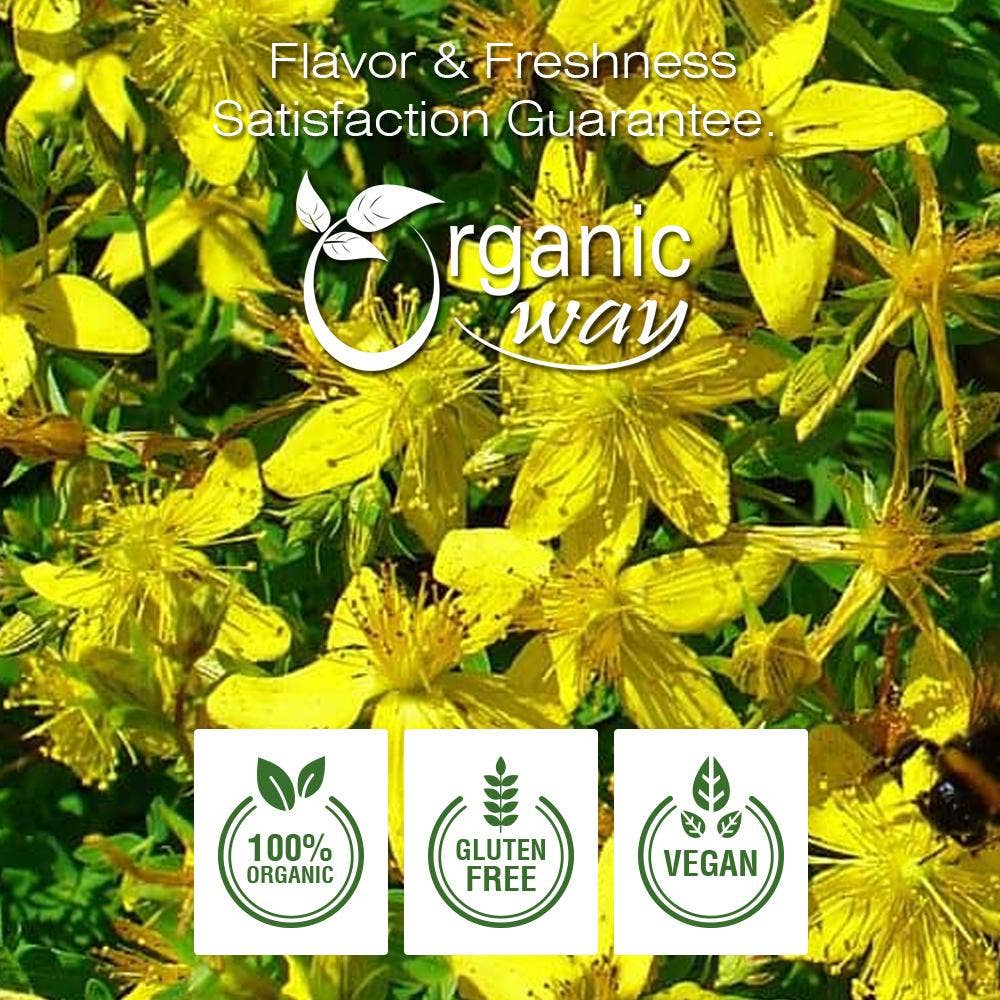 Organic Way LLC - Wholesale Herbs - St. John's Wort Whole (Hypericum perforatum) - Herbal Tea | European Wild-Harvest | Kosher & USDA Certified | Vegan, Non GMO & Gluten Free | Origin - Albania2