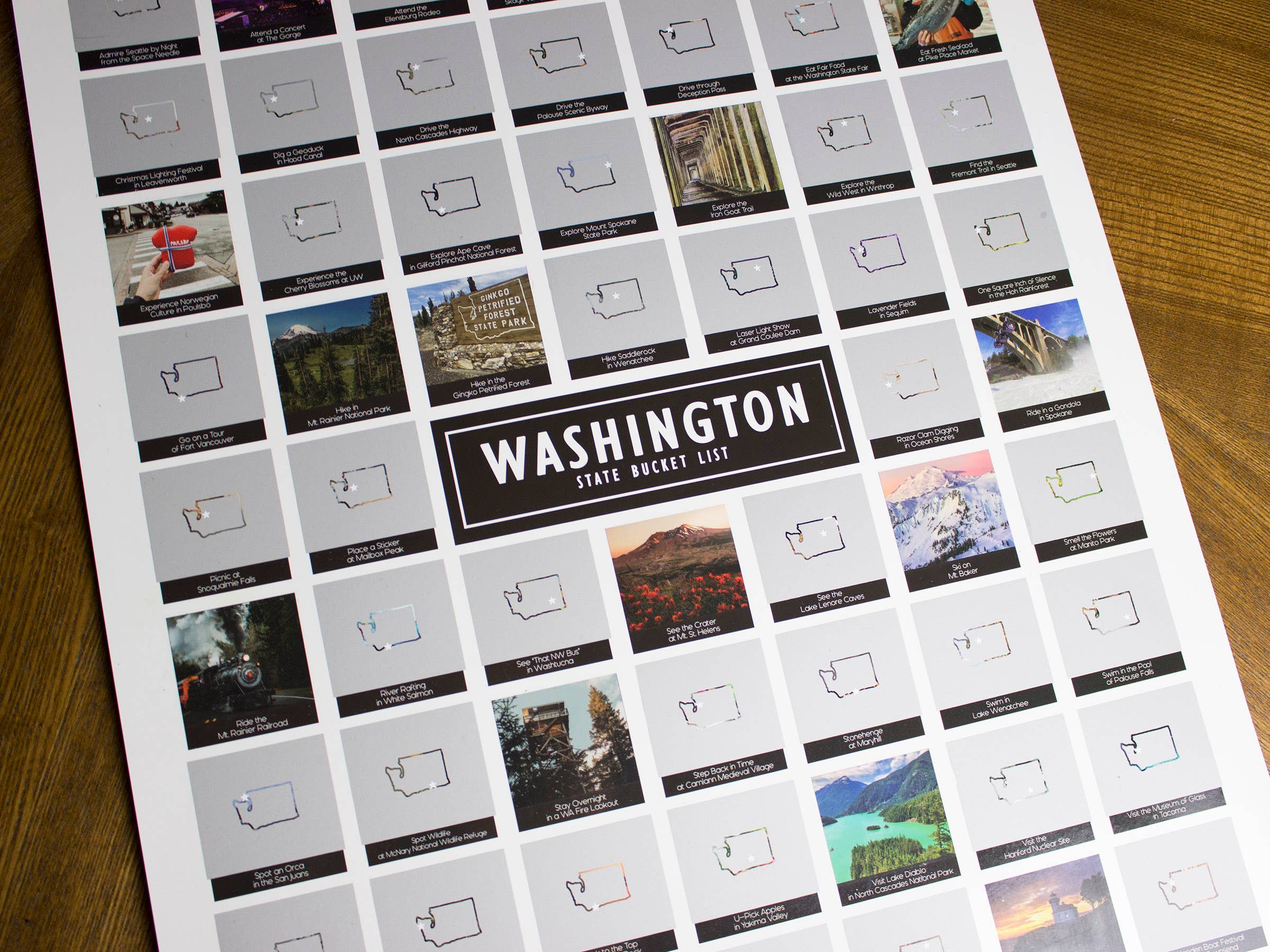 Cascadia Modern - Wholesale Poster - Washington State Bucket List - Scratch Off Poster1
