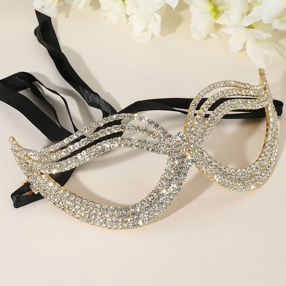 Sensibling Corp. - Wholesale Costume - Women's - Rhinestone Pave Cat Eye Masquerade Mask
5
