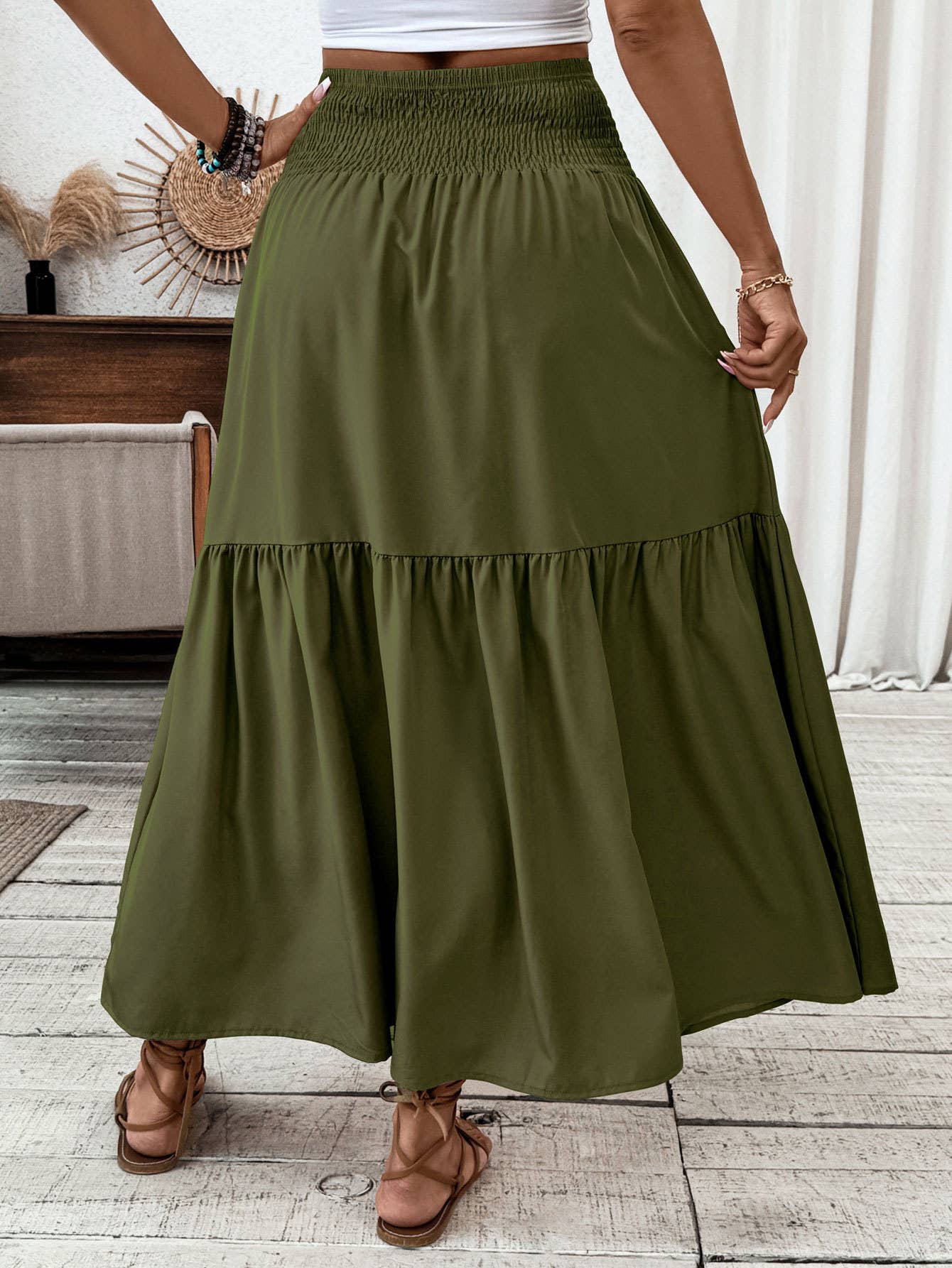 Rosa Clothing - Wholesale Skirt - Women's - Ditsy Floral Smocked Waist A-Line Skirt16