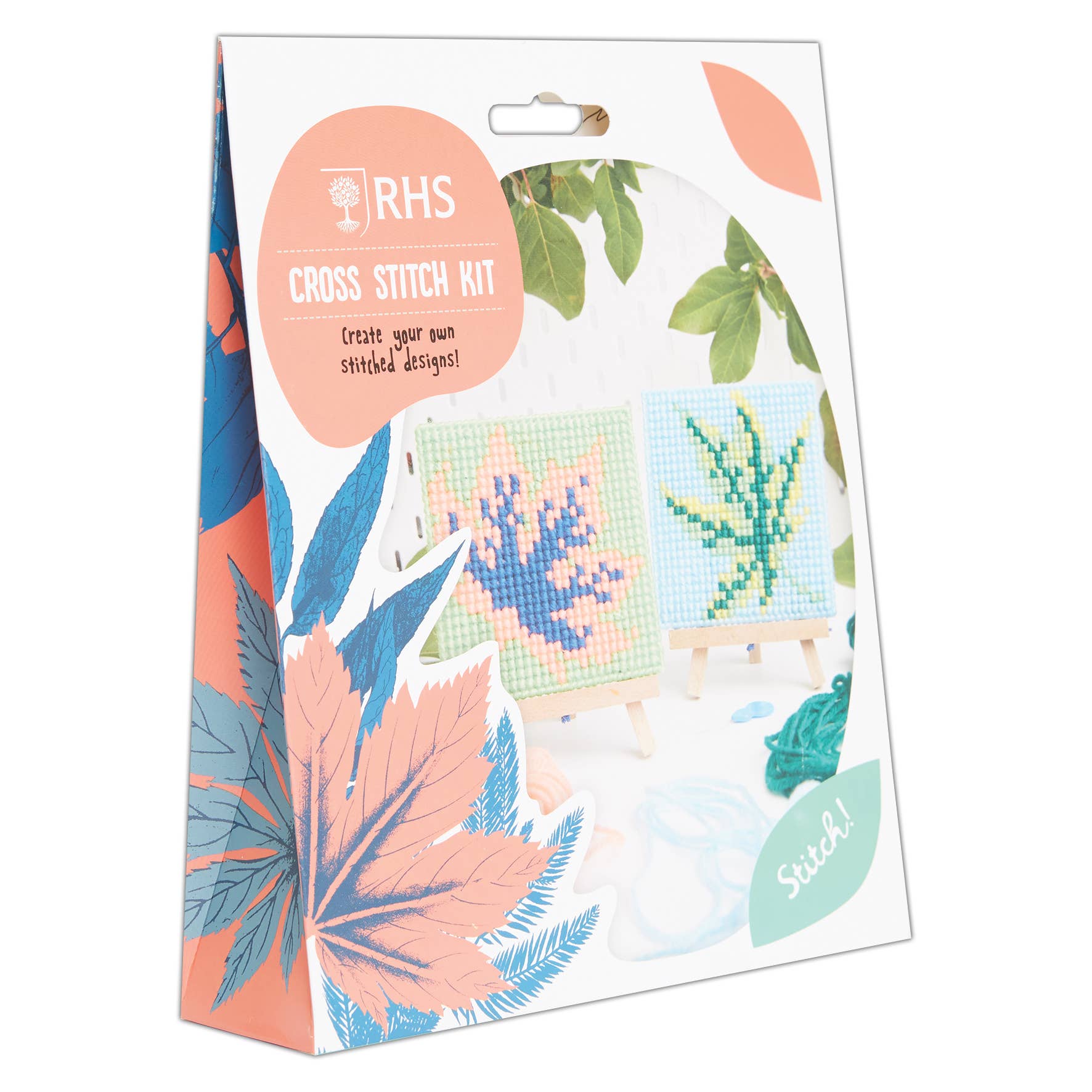 West Design Products - Wholesale DIY craft kit – Child - Royal Horticultural Society Mini Cross Stitch Kit Leaves1