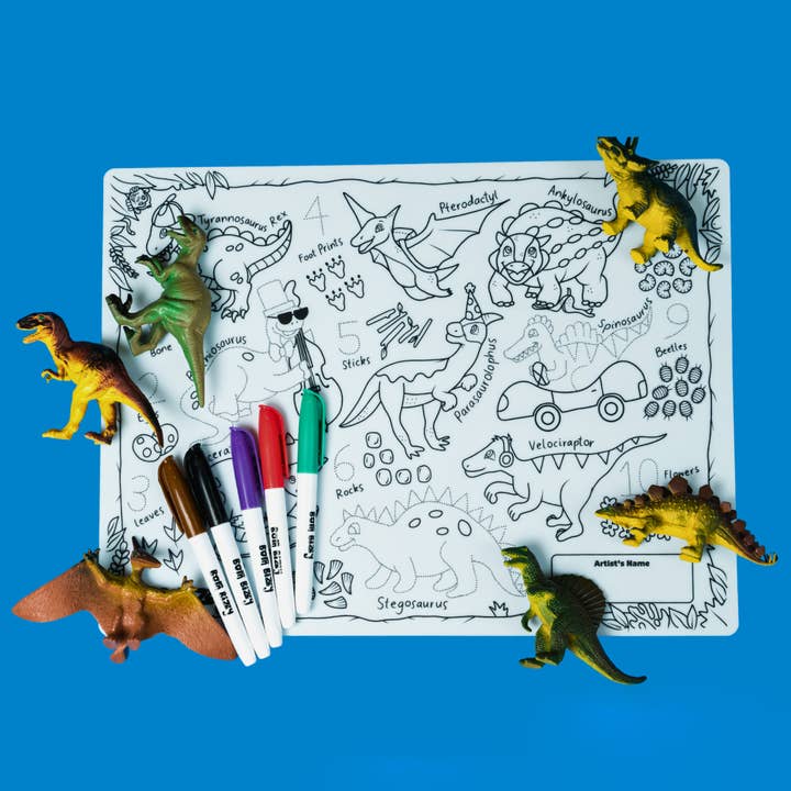 Roarsome Reusable Silicone Drawing Mat Set for wholesale by Born Bizzy