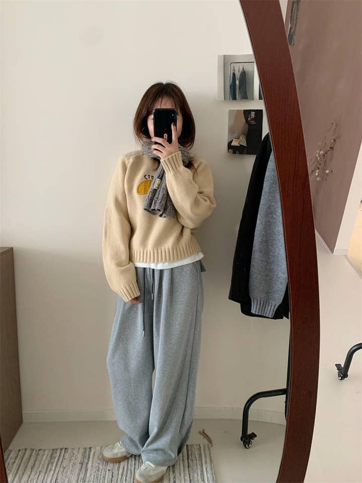 Marayn - Wholesale Knitted jumper – Women′s - Cute Korean Style Cartoon Letter Knit Sweater18