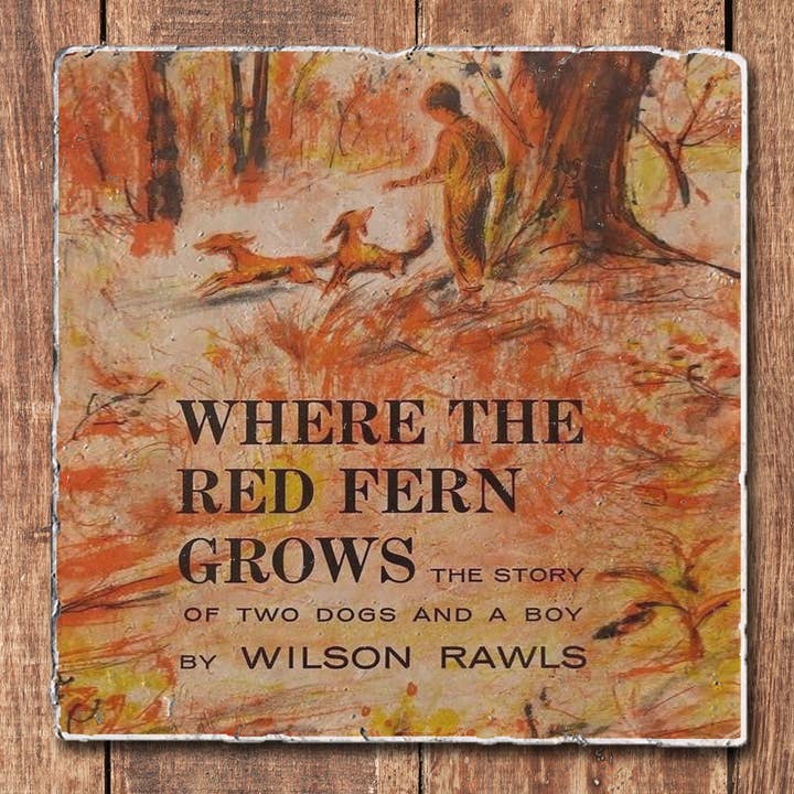 Classic Book Coaster - Where the Red Fern Grows - W. Rawls for wholesale by Black Angel Designs