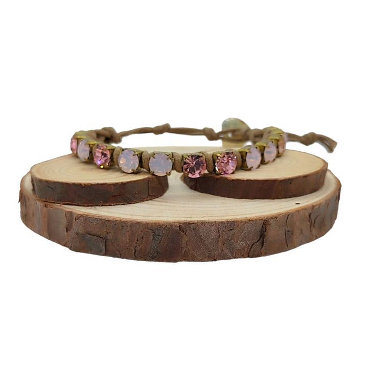 Braccialetti a catena con cristalli grandi - Rosa multicolore per la vendita all'ingrosso da parte di QUÉ MÁS JEWELS