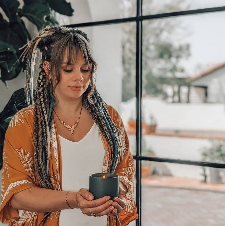 The Modern Sonoran - Wholesale Jar/Filled Candle - Ancient Ritual: Frankincense & Amber Boho Hemp Candle 5 oz4