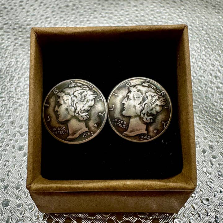 Mountainstruck Coin Rings and Jewelry - Wholesale Cufflinks - U.S. Silver Mercury Dime Domed Coin Cufflinks