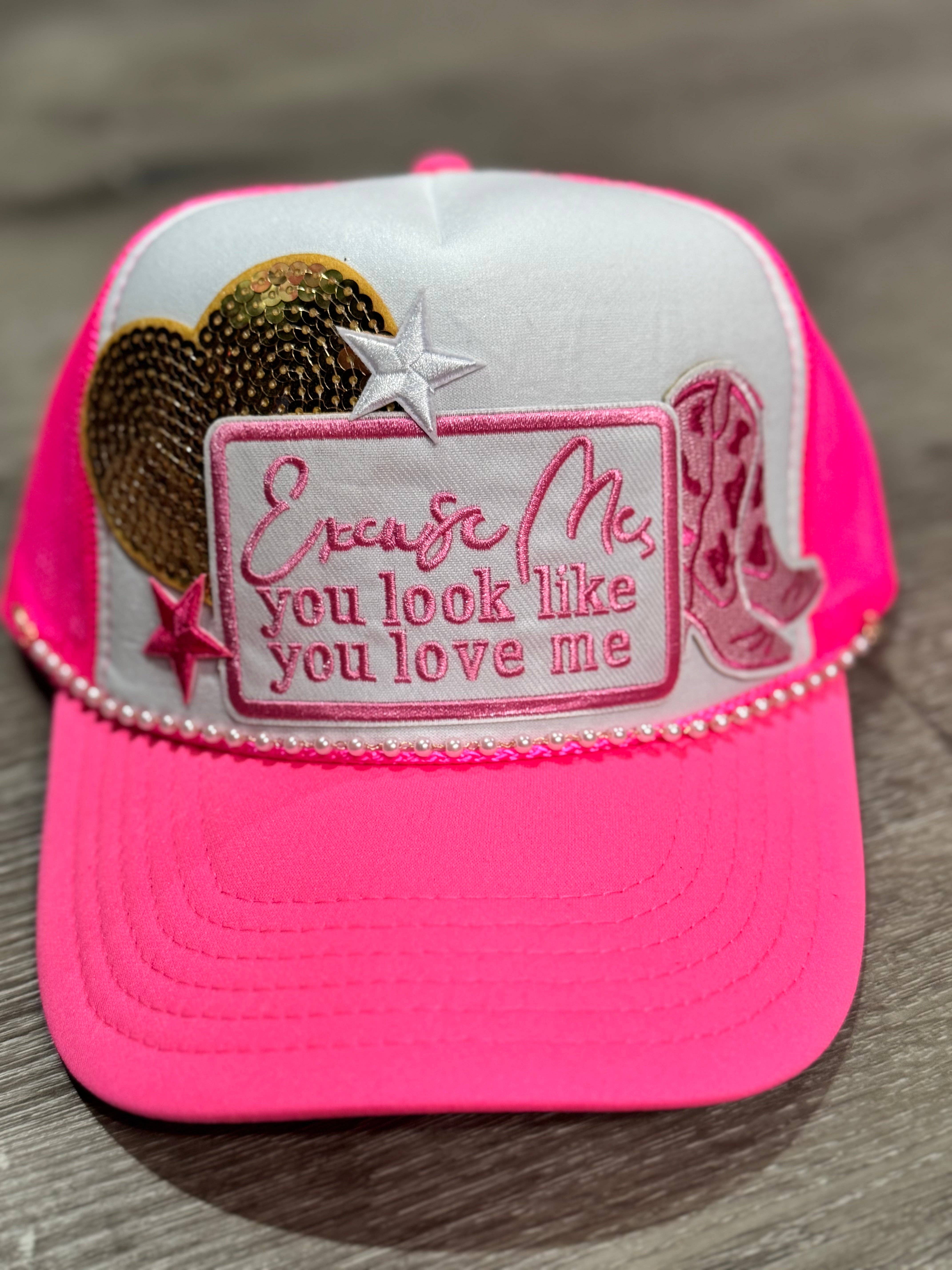 Patchwrx Customs Hat Bar - Wholesale Trucker Hat - Women's - Excuse Me, You Look Like You Love Me Cowgirl Boots Trucker Hat