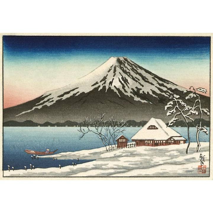 Cartolina JN-199 Casa Giapponese e Vulcano per la vendita all'ingrosso da parte di Found Image Press